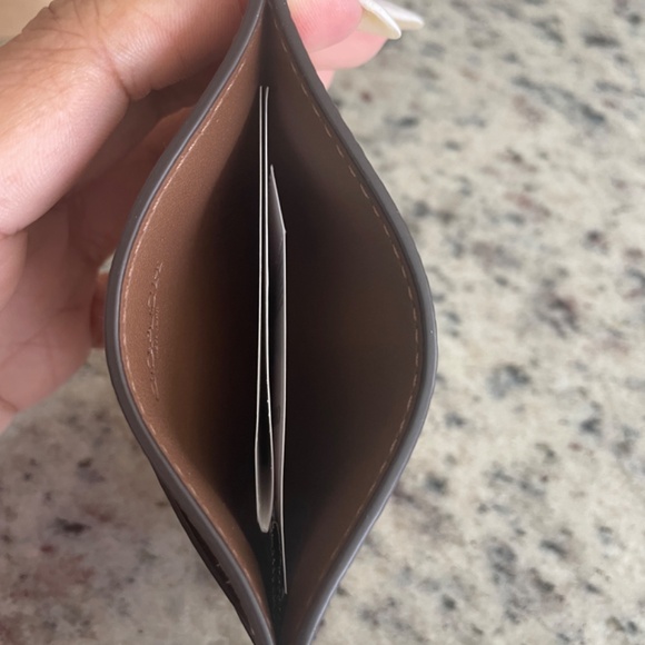 COACH Lip ID Card Tan/Pink Leather Card Case - Picture 4 of 10